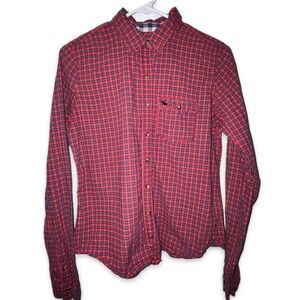 ABERCROMBIE & FITCH WOMENS RED & BLUE CHECKERED BUTTON DOWN SHIRT SIZE MEDIUM